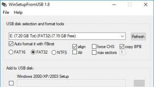 WinSetupFromUSB-ում bootable USB ֆլեշ կրիչի ստեղծում